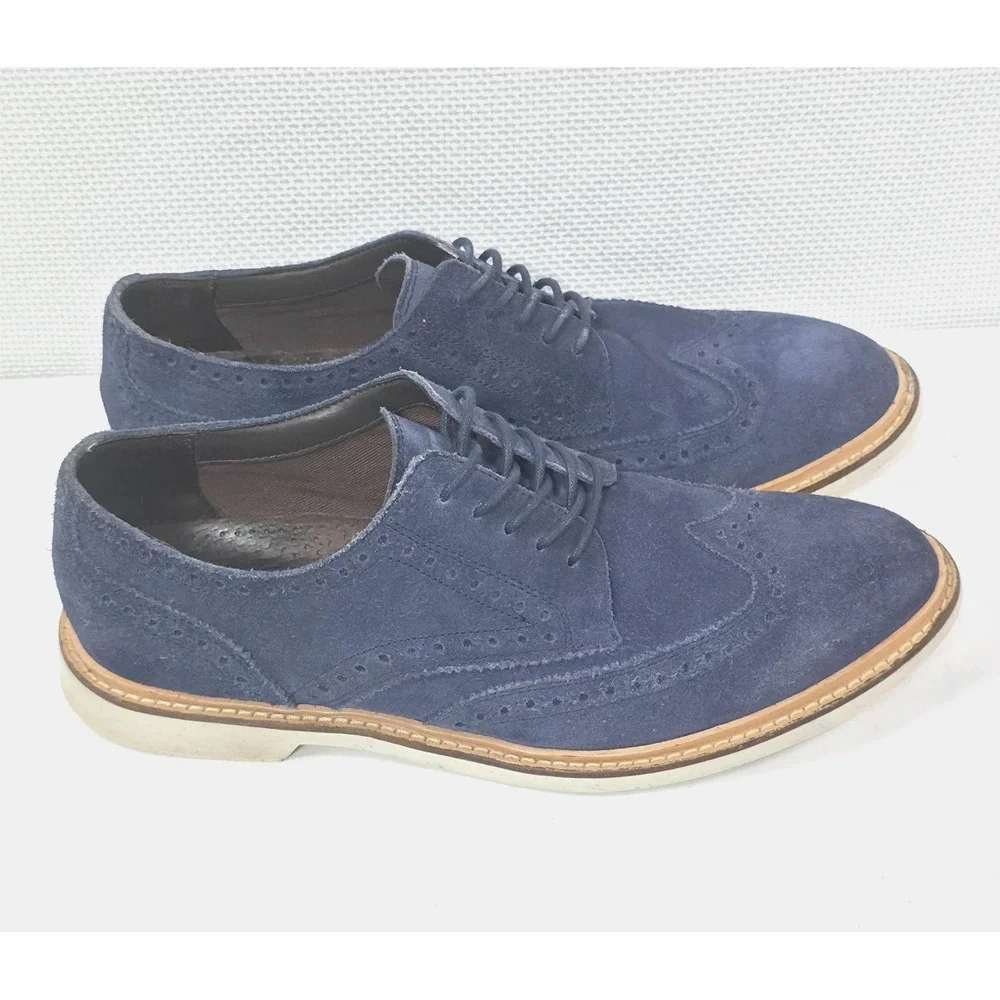 Cole Haan Foley Wing Ox II Blazer Blue Suede‎ Shoes Oxford Men's 9 Original Box